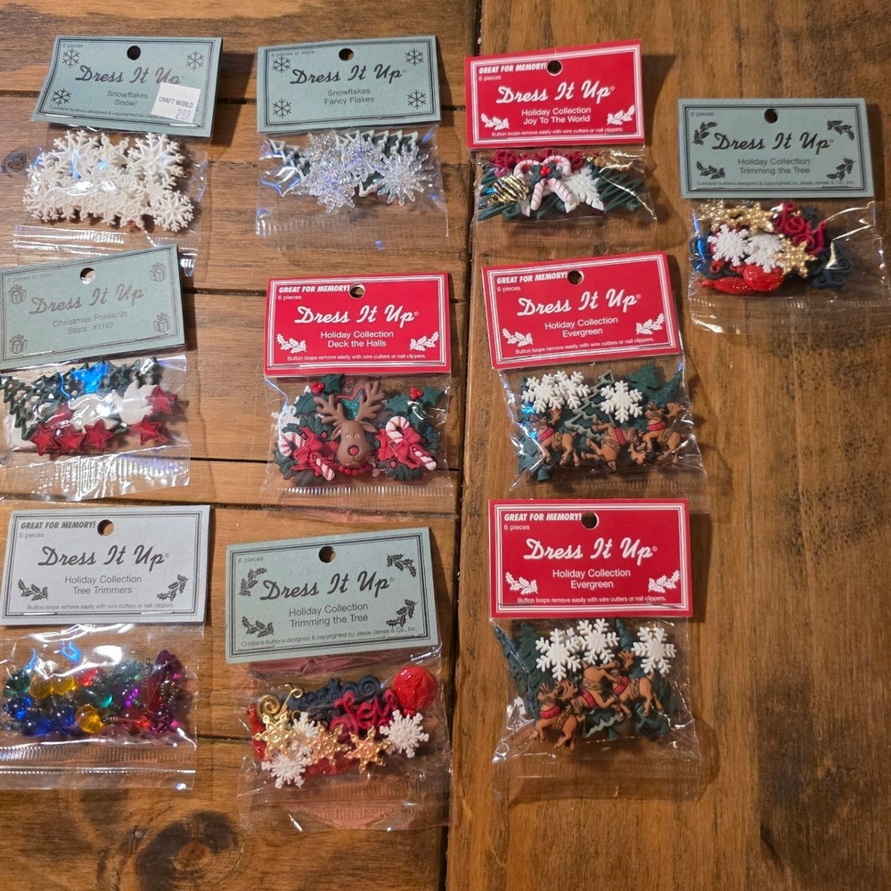 Dress It Up Christmas Buttons Holiday Collection Multicolor Novelty Lot